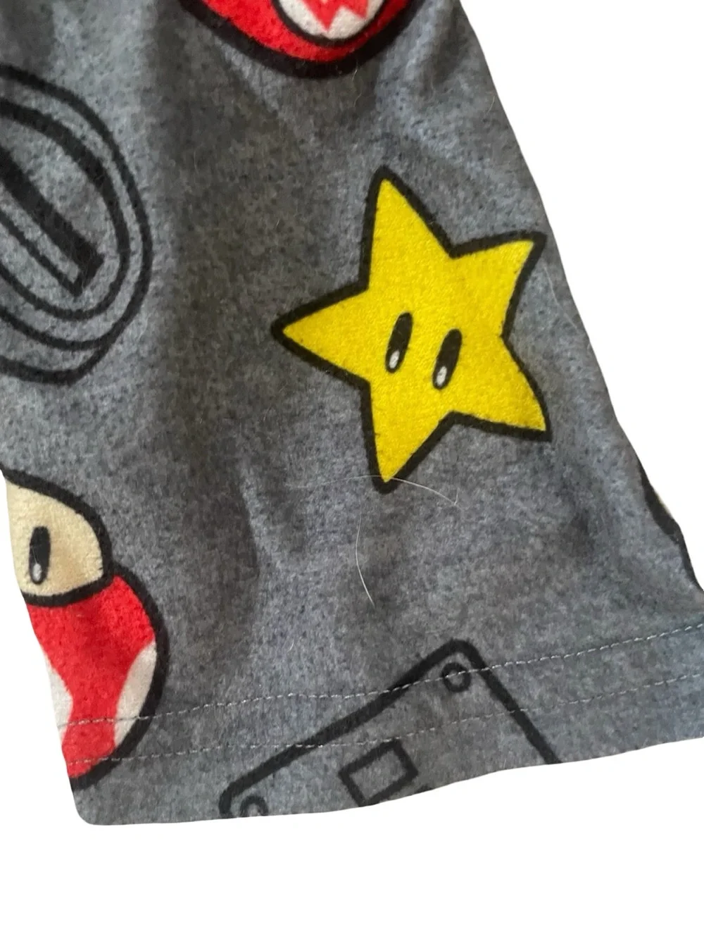 Nintendo Gray Super Mario Fleece Pajama Set with Red, Yellow & White Accents